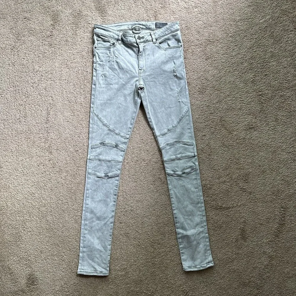Asos Jeans Women's Size 32x34 Casual Skinny Denim Grey Light Distressed - Picture 2 of 15